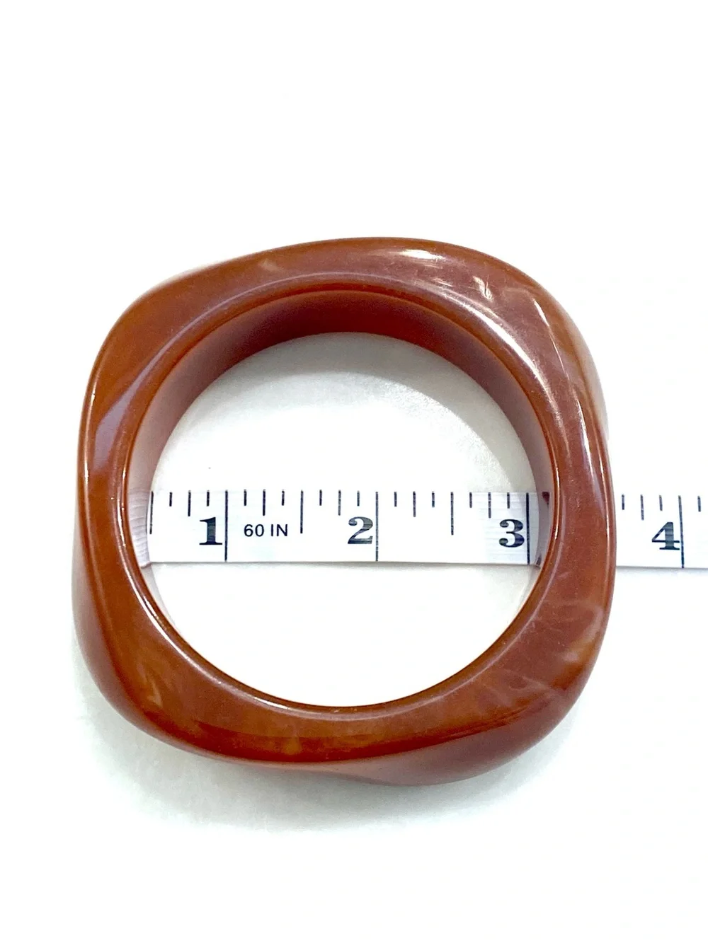 Sculpted Bangle Bracelet in Warm Amber Brown